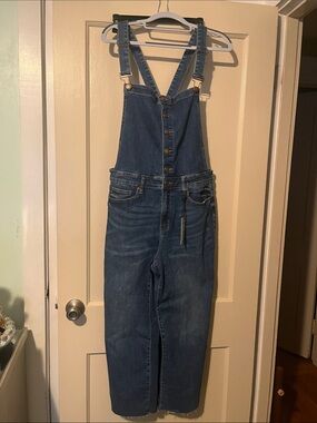 Judy Blue Medium blue overalls cropped raw hem